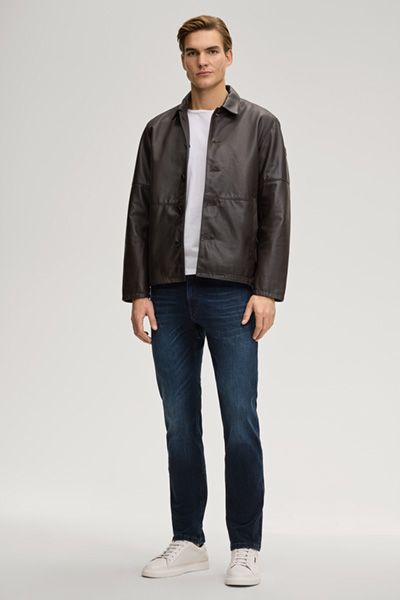 Dunkelbraune Lederjacke Aram