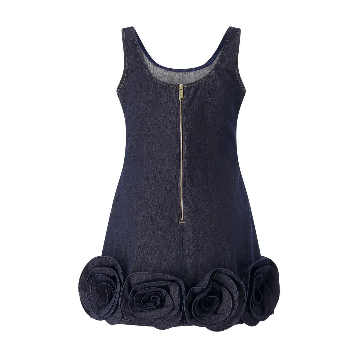 Mini-Jeanskleid mit floralen Applikationen