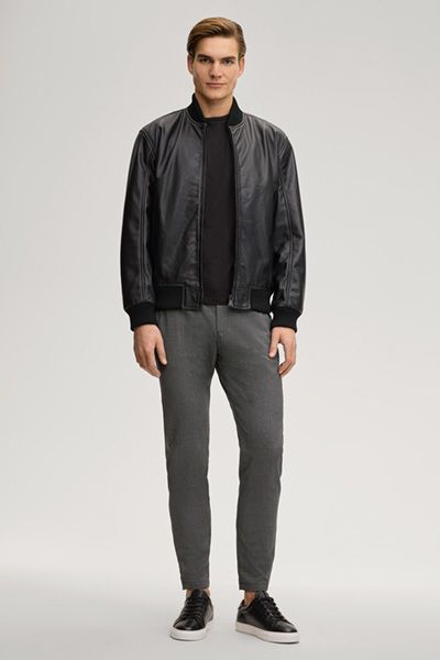 Klassische Lammleder-Bomberjacke