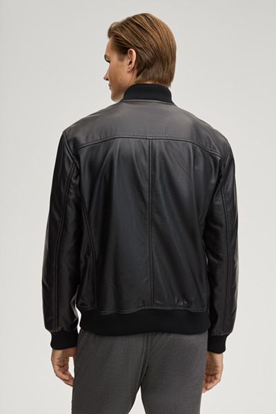 Klassische Lammleder-Bomberjacke