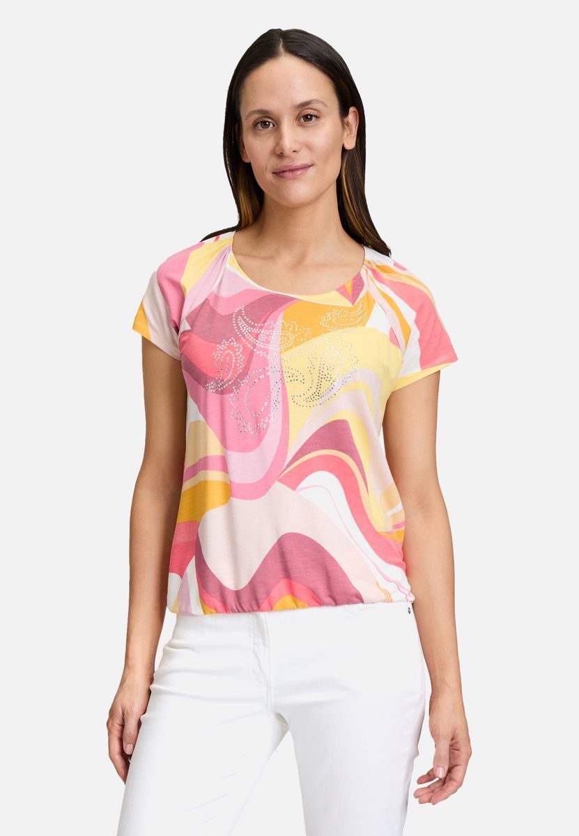 T-Shirt mit abstraktem Print und Gummizug