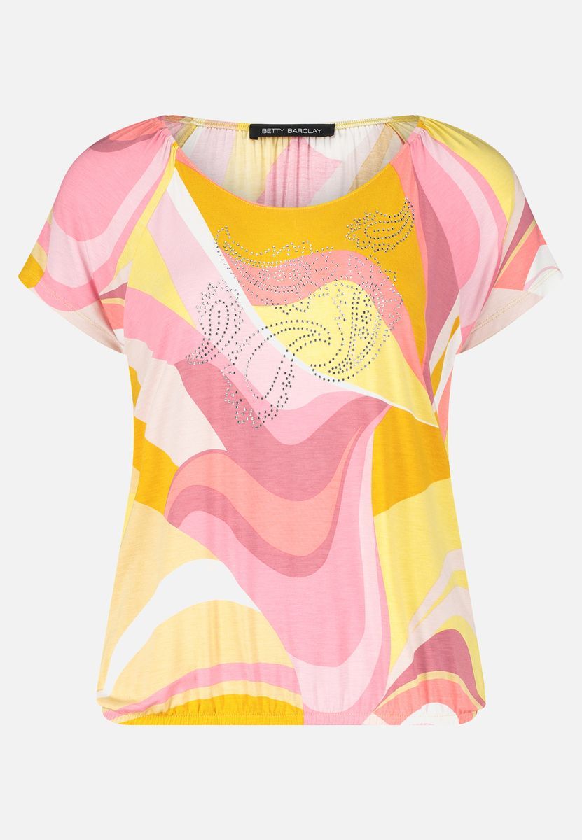 T-Shirt mit abstraktem Print und Gummizug