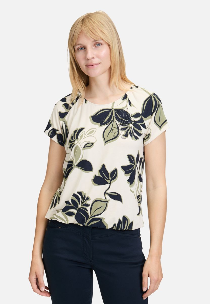 T-Shirt mit abstraktem Print und Gummizug