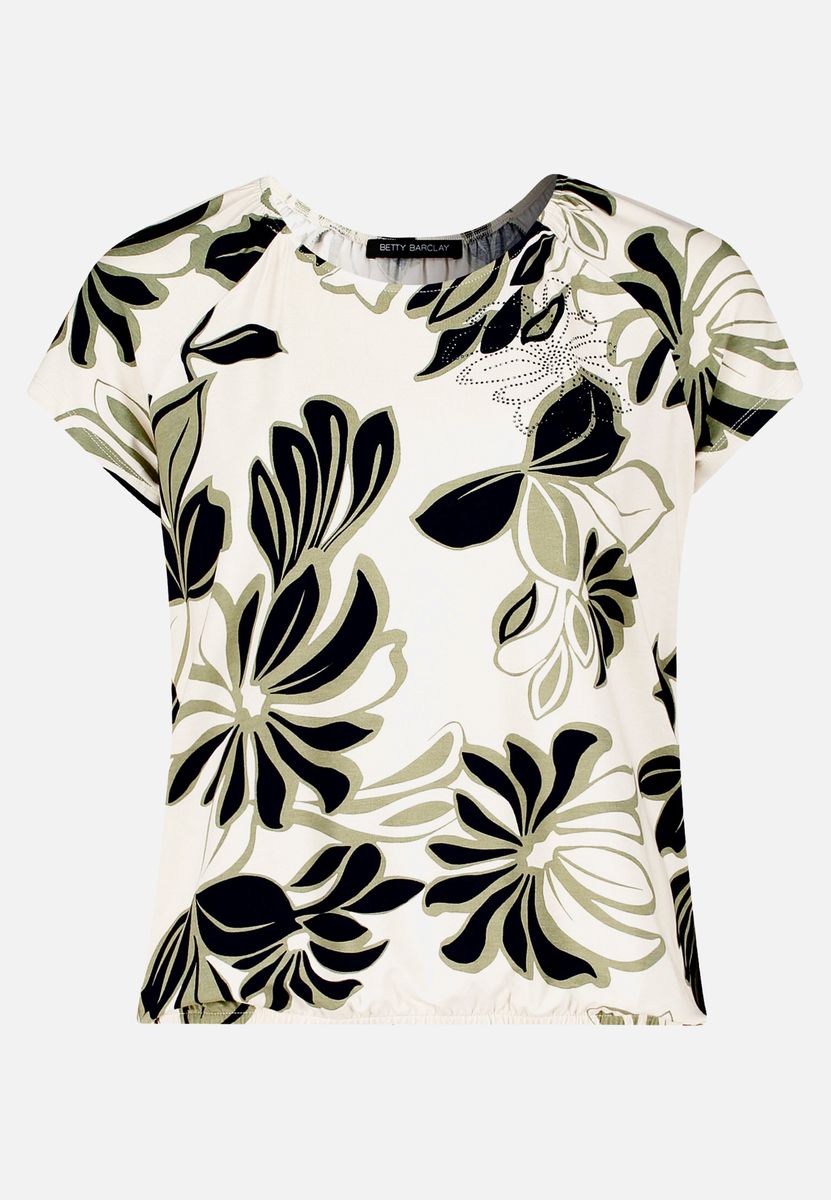 T-Shirt mit abstraktem Print und Gummizug