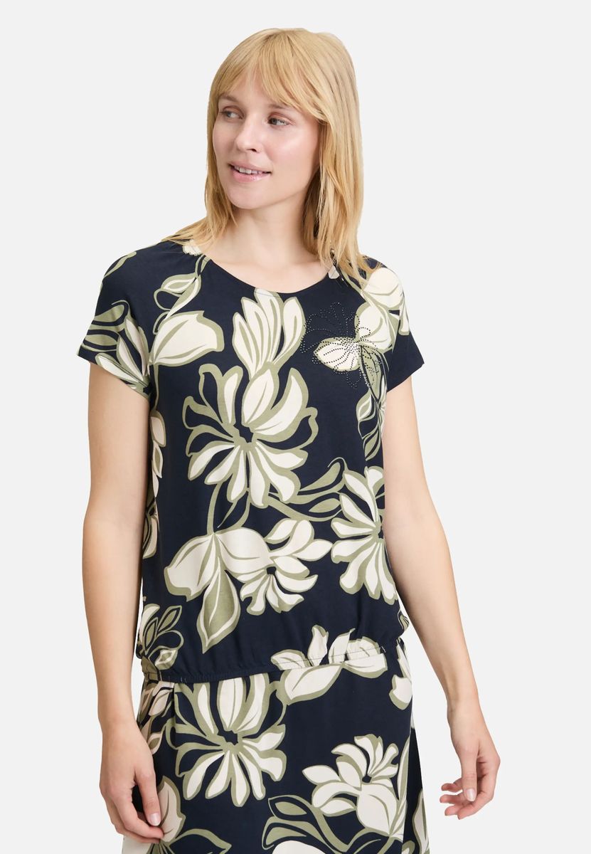 T-Shirt mit abstraktem Print und Gummizug