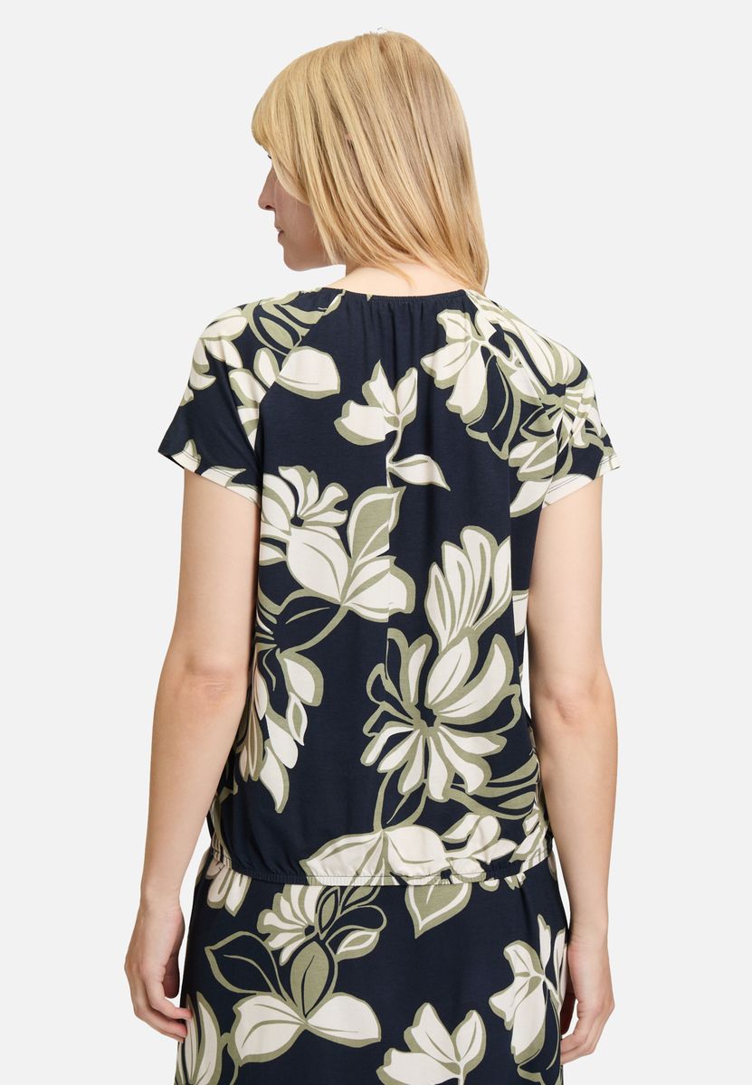 T-Shirt mit abstraktem Print und Gummizug