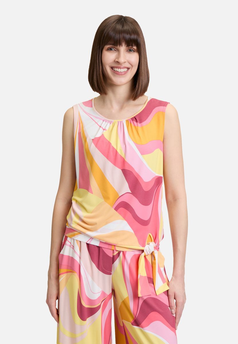 Abstraktes ärmelloses Shirt mit Bindeband