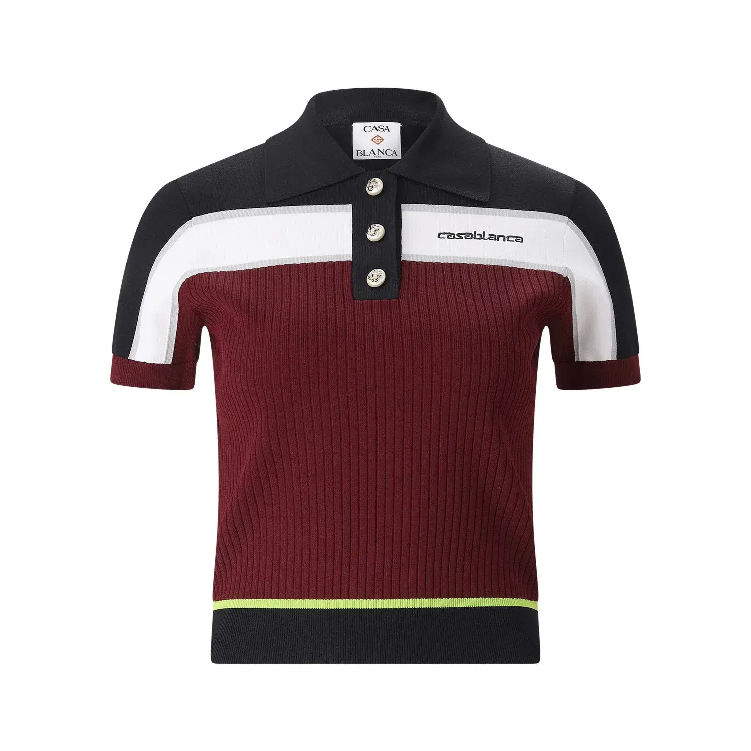 Geripptes Strick-Poloshirt