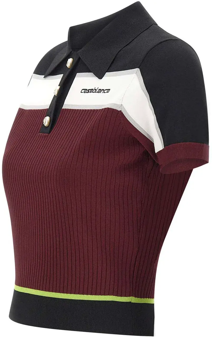 Geripptes Strick-Poloshirt