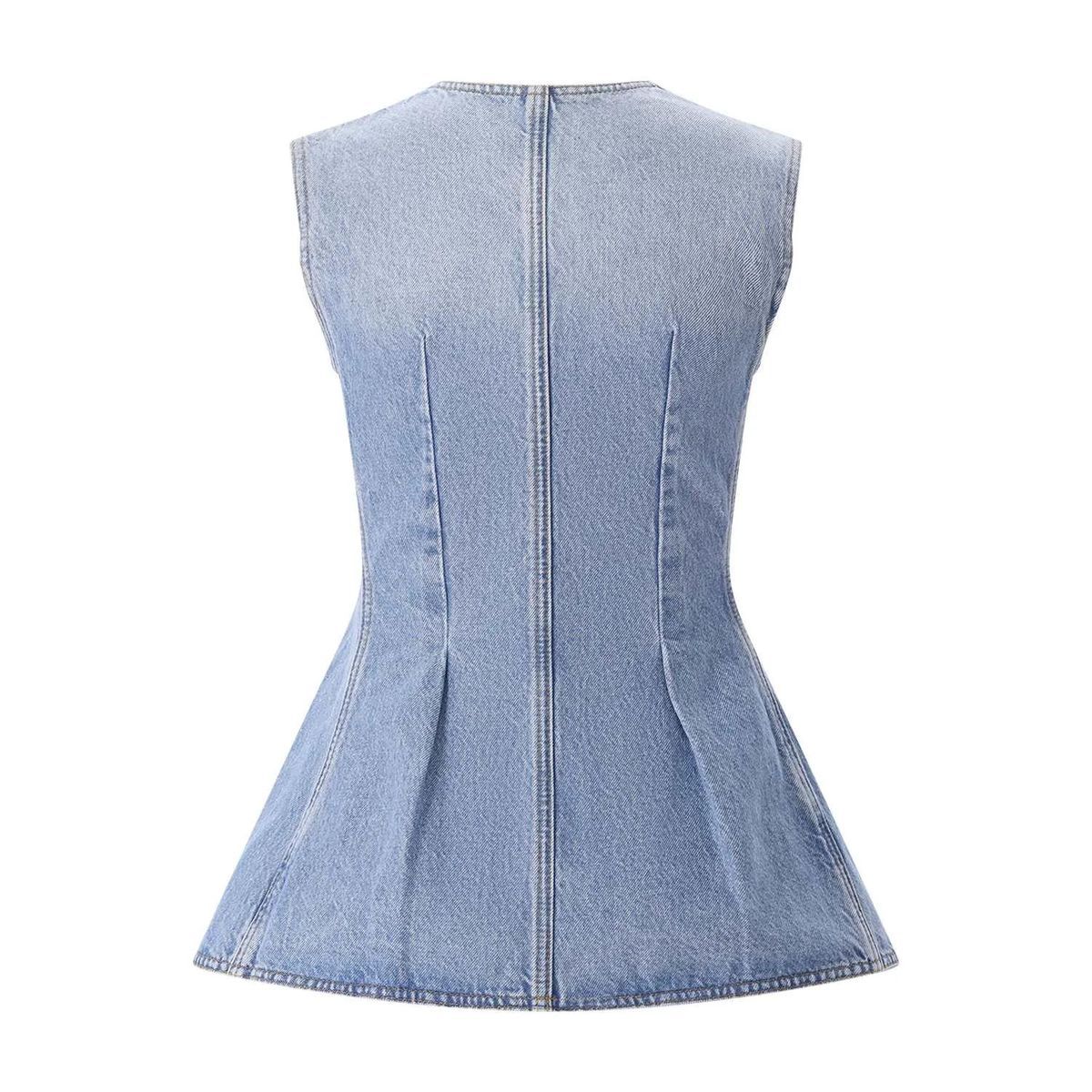 Strukturiertes Denim Fit-and-Flare Top