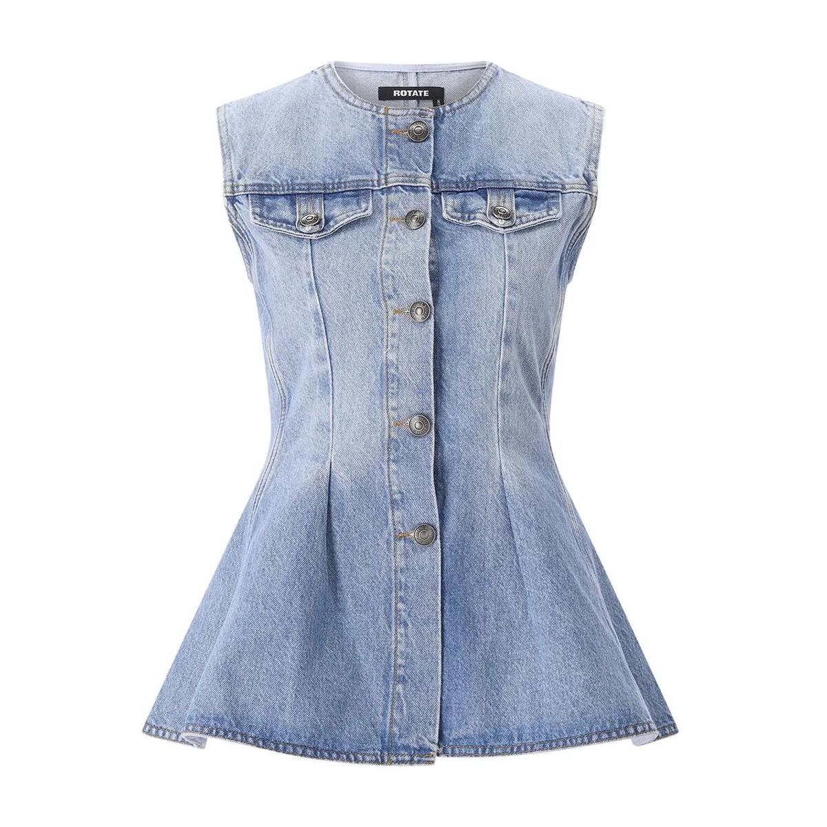 Strukturiertes Denim Fit-and-Flare Top