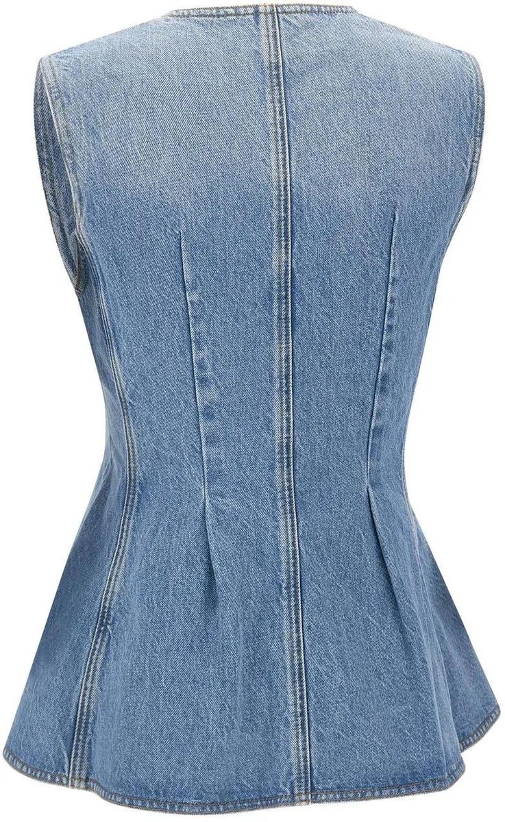 Strukturiertes Denim Fit-and-Flare Top