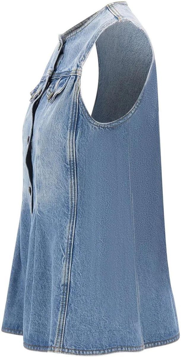 Strukturiertes Denim Fit-and-Flare Top