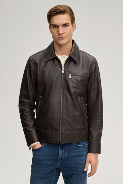 Dunkelbraune Lammlederjacke