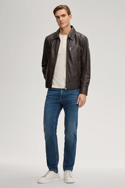 Dunkelbraune Lammlederjacke