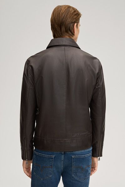 Dunkelbraune Lammlederjacke