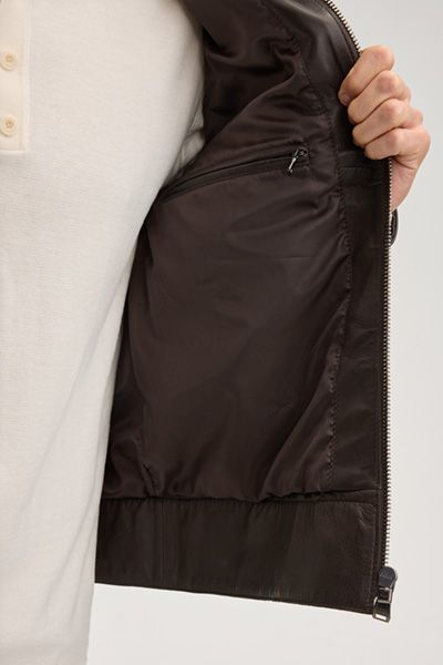 Dunkelbraune Lammlederjacke