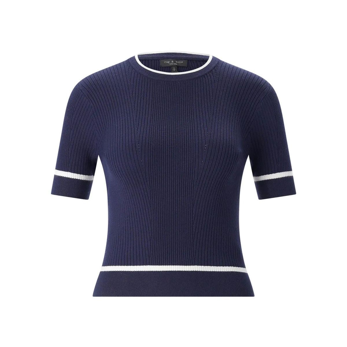 Kurzärmeliges Rippstrickoberteil