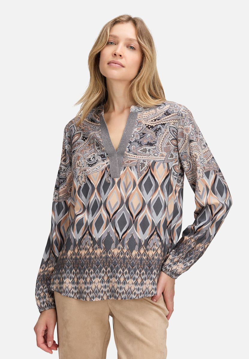 Longbluse mit Stehkragen