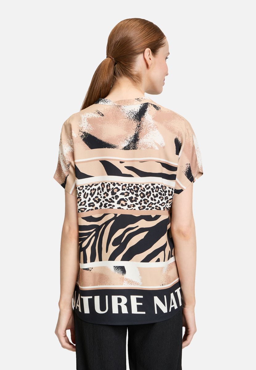 Grafik-Bluse mit Animal-Print-Mix