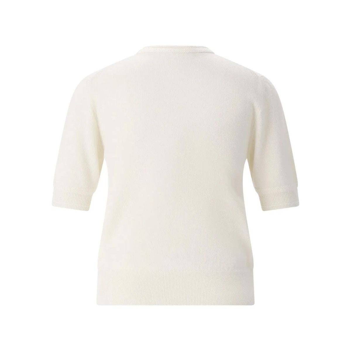 Creme Wollpullover mit kurzen Ärmeln