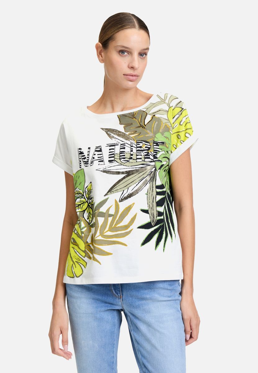 Kurzarmshirt mit tropischem Print