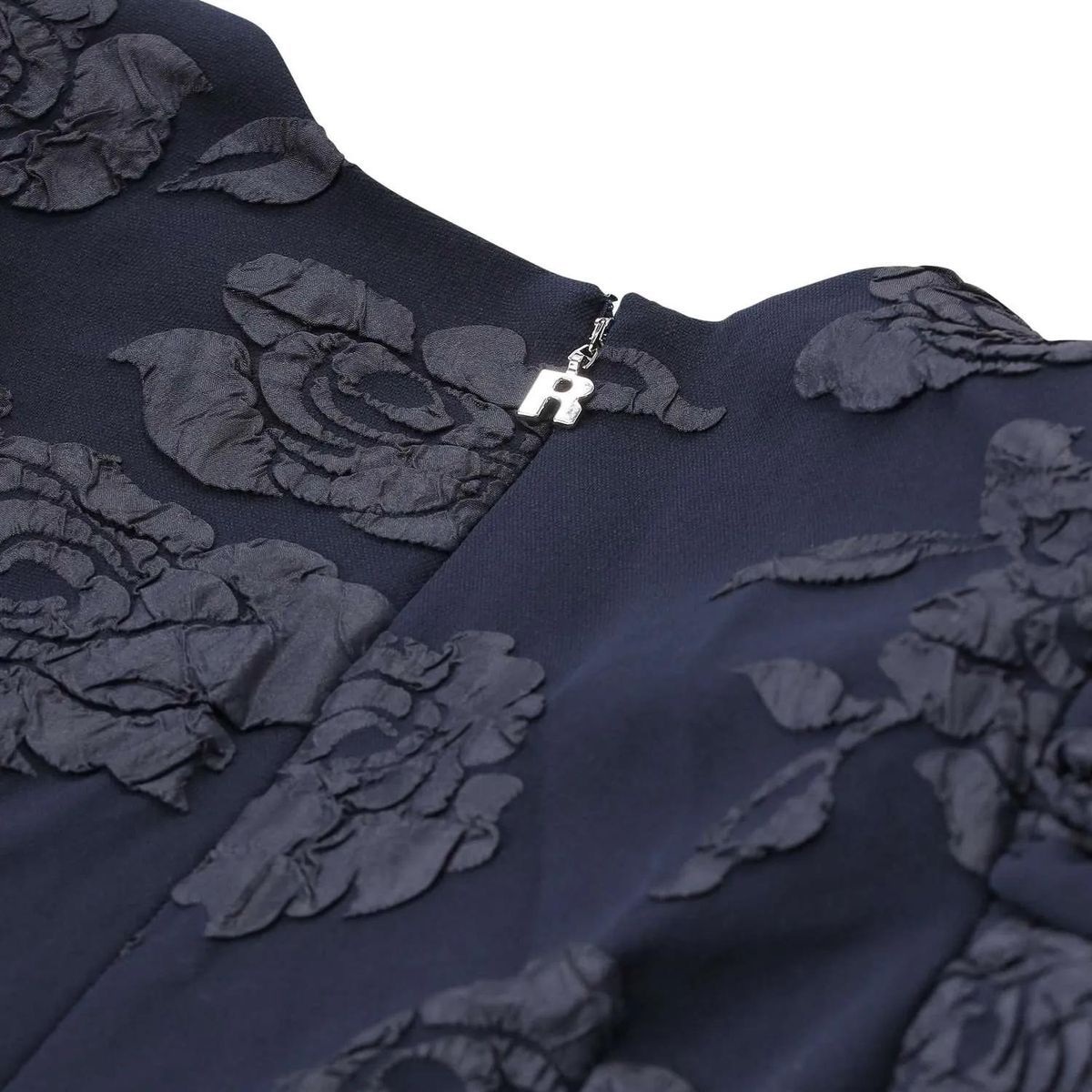 Elegantes, blumengeprägtes Midikleid Puffärmel