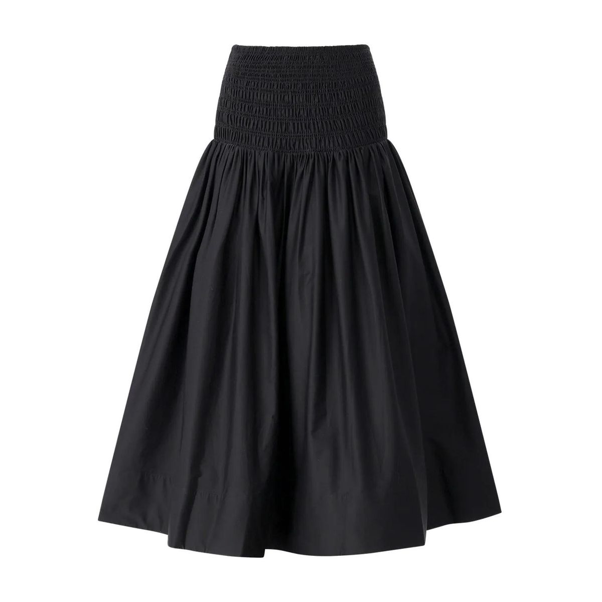 Ausgestellter Midi-Rock mit Smokbund