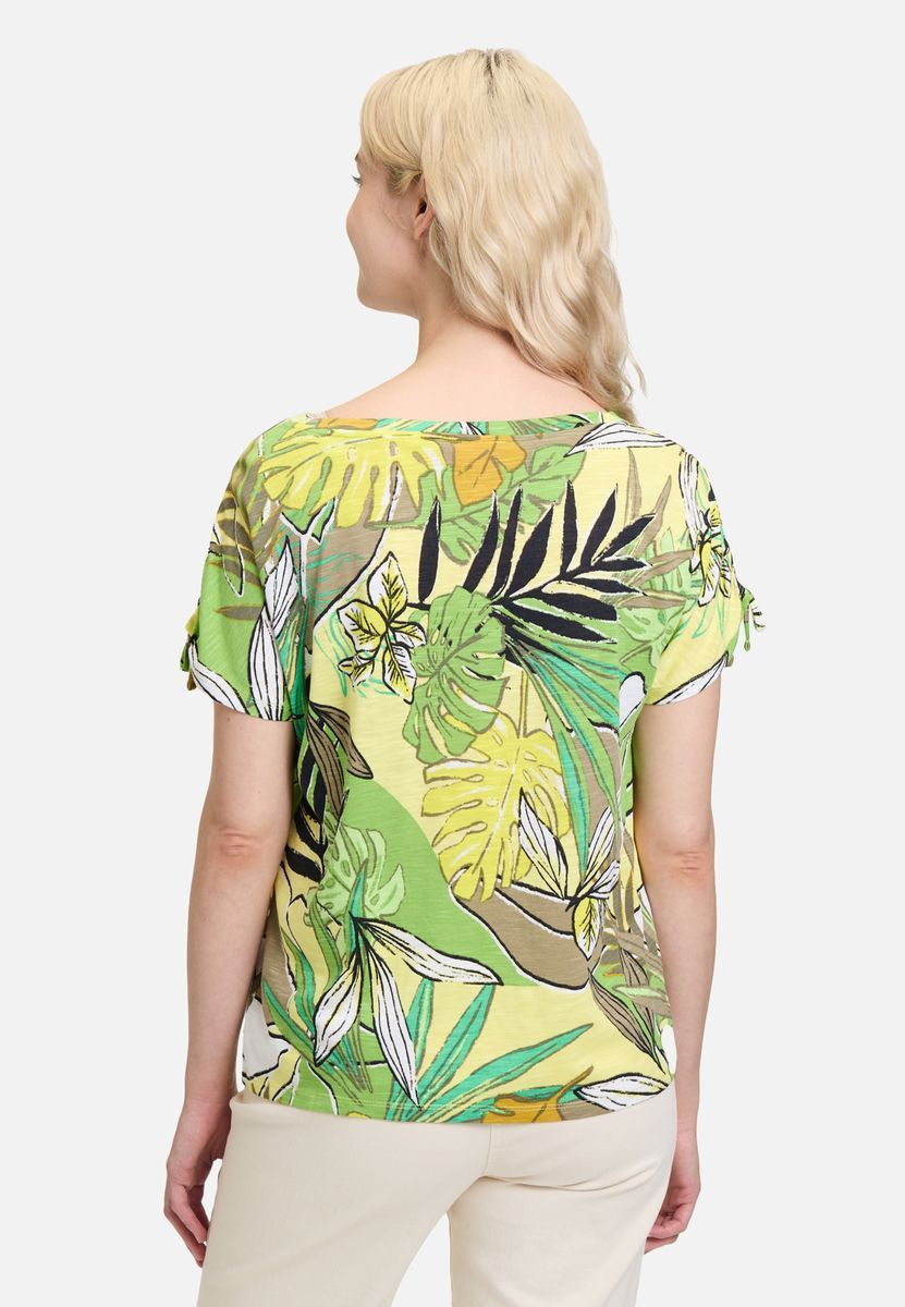 Lässiges Top mit tropischem Print und Ärmelbindung