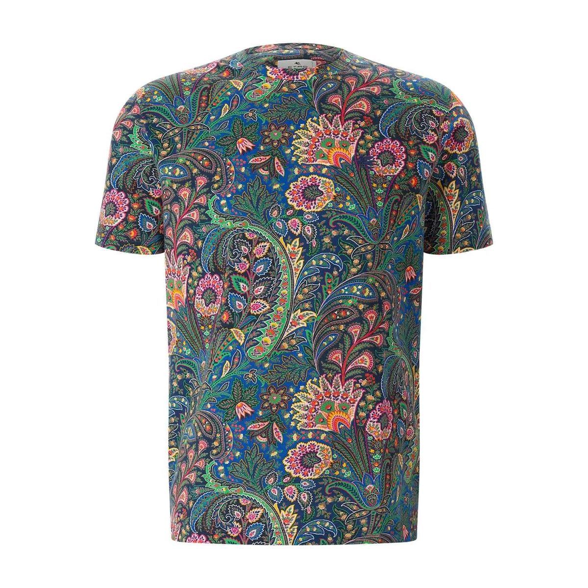 Buntes T-Shirt mit Paisley-Muster und Rundhalsausschnitt