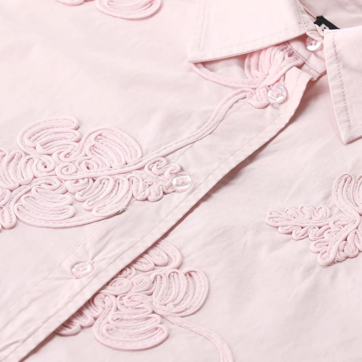 Oversize Baumwollbluse mit Blumenapplikationen