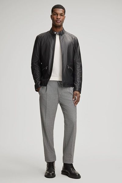 Klassische schwarze Lederjacke