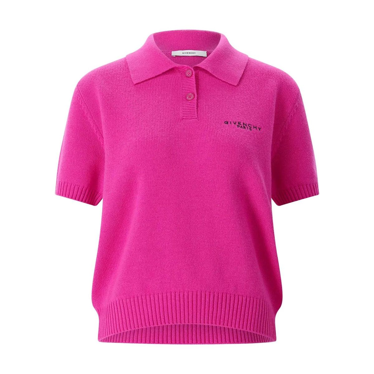 Pinkes Kurzarm-Polohemd aus Wolle und Kaschmir