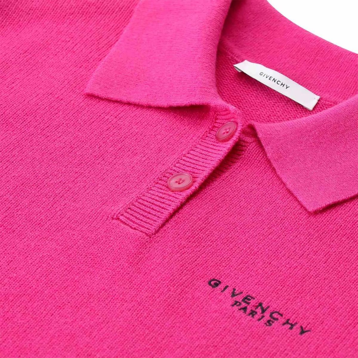 Pinkes Kurzarm-Polohemd aus Wolle und Kaschmir