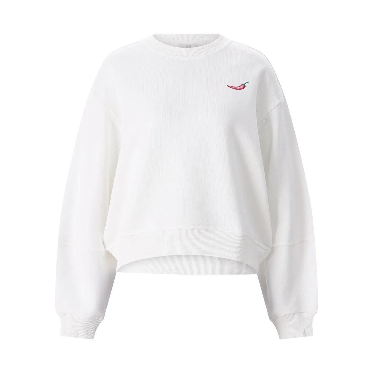 Weißes Sweatshirt mit Chili-Stickerei