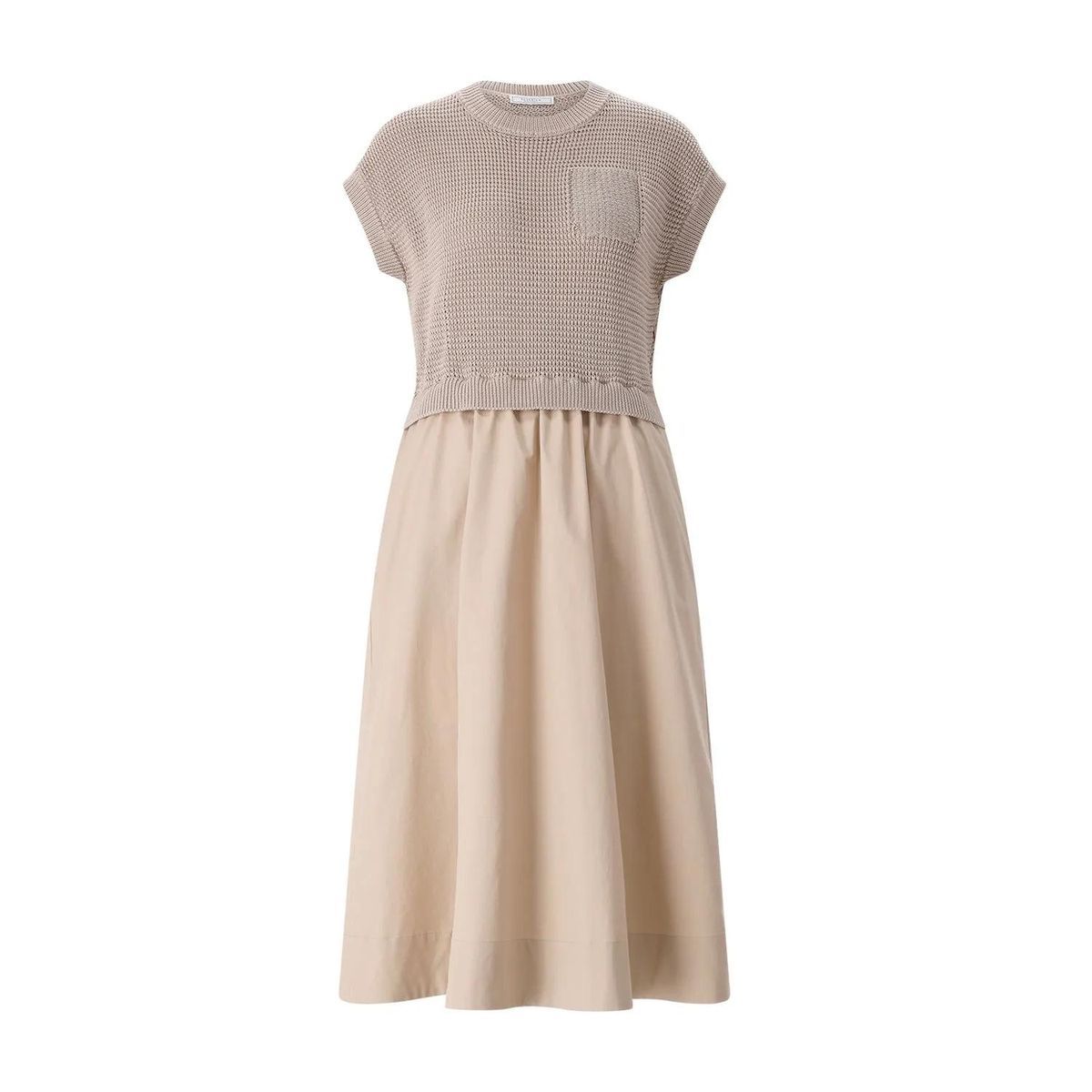 Midikleid mit Strickoberteil und Baumwollrock