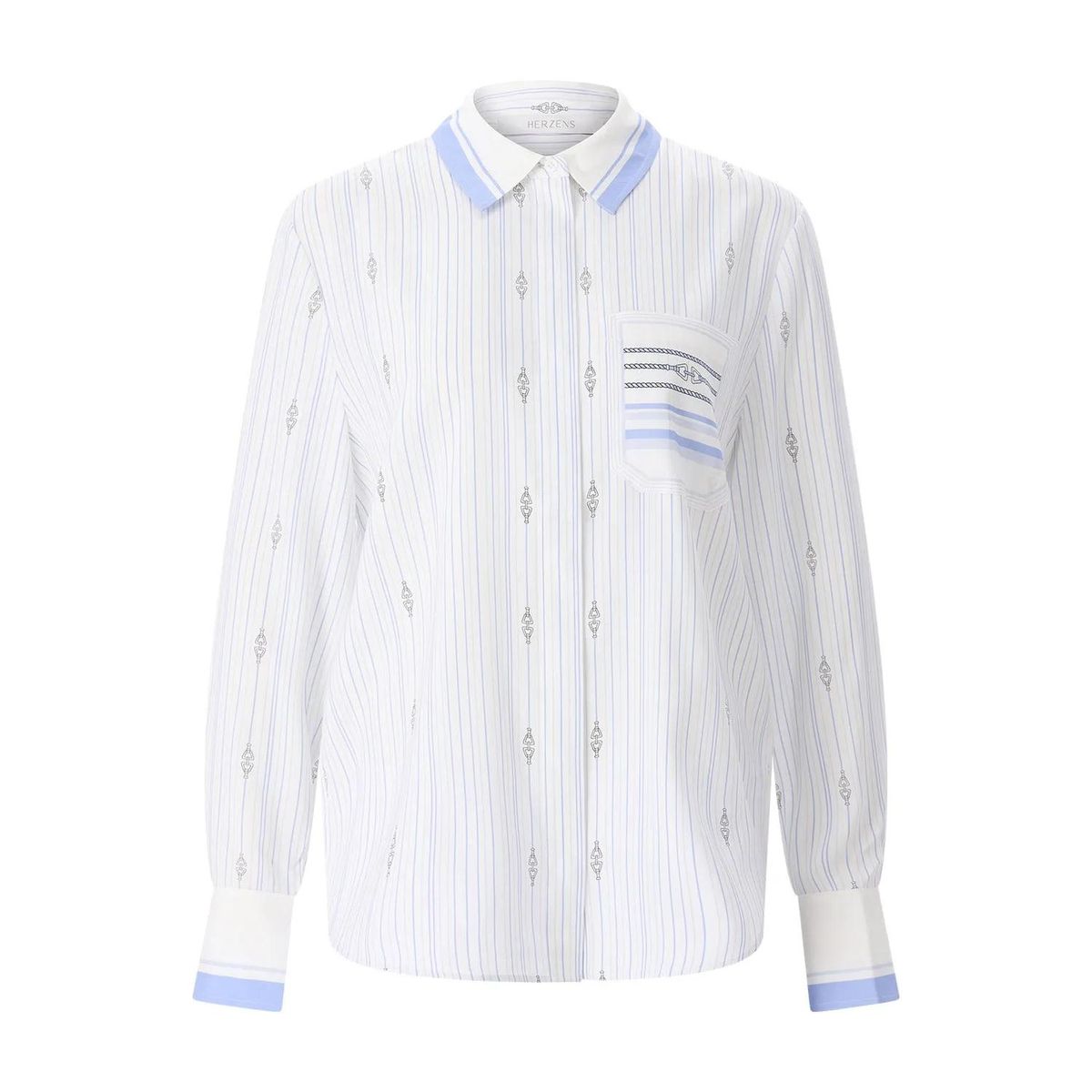 Gestreiftes Seidenhemd mit Knopfleiste