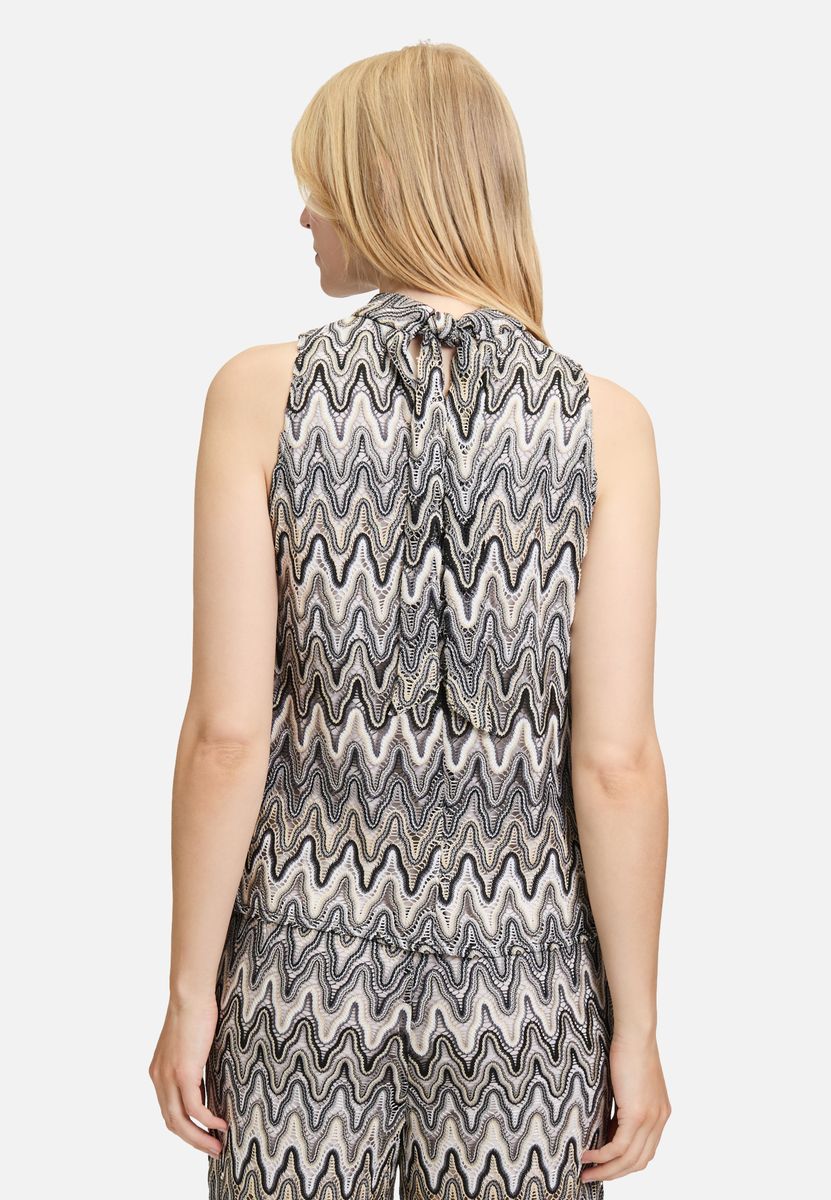 Ärmelloses Top mit Stehkragen und Zickzackmuster