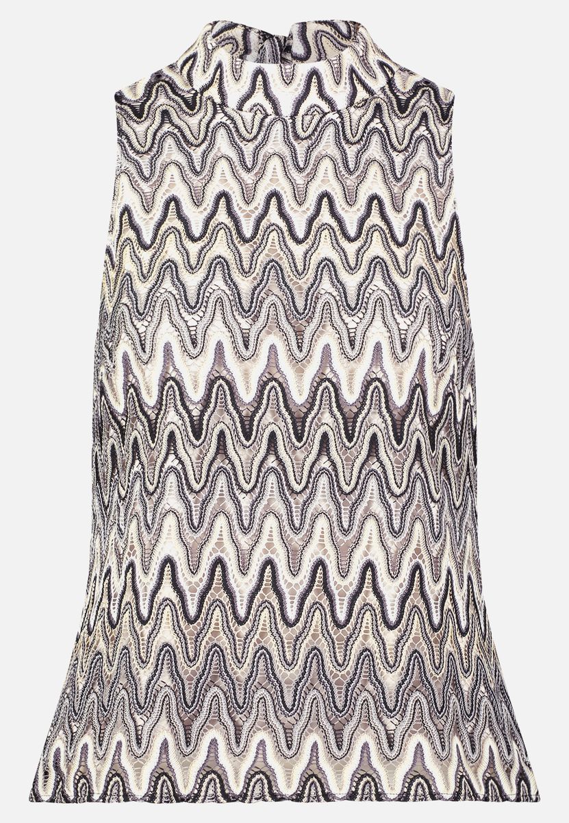Ärmelloses Top mit Stehkragen und Zickzackmuster