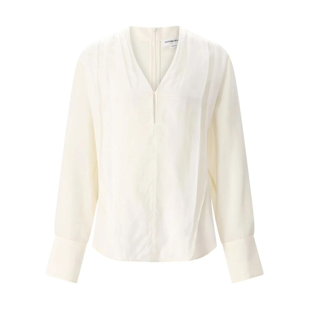 Elfenbeinfarbene Seidenbluse mit langen Ärmeln