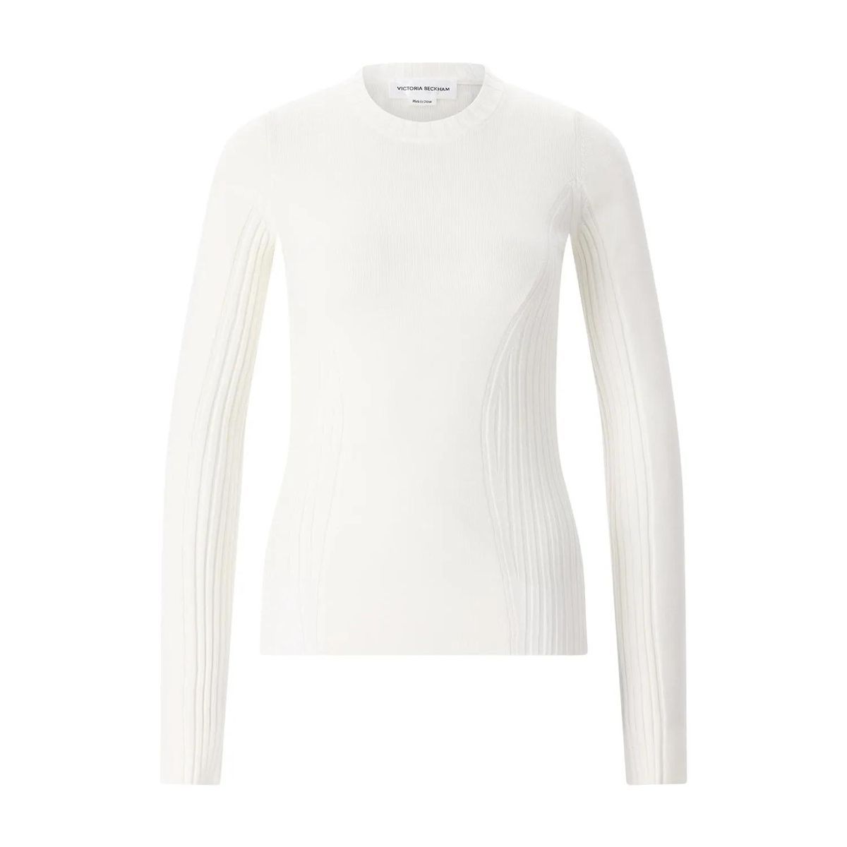 Figurbetonter Rippstrickpullover mit Rundhalsausschnitt
