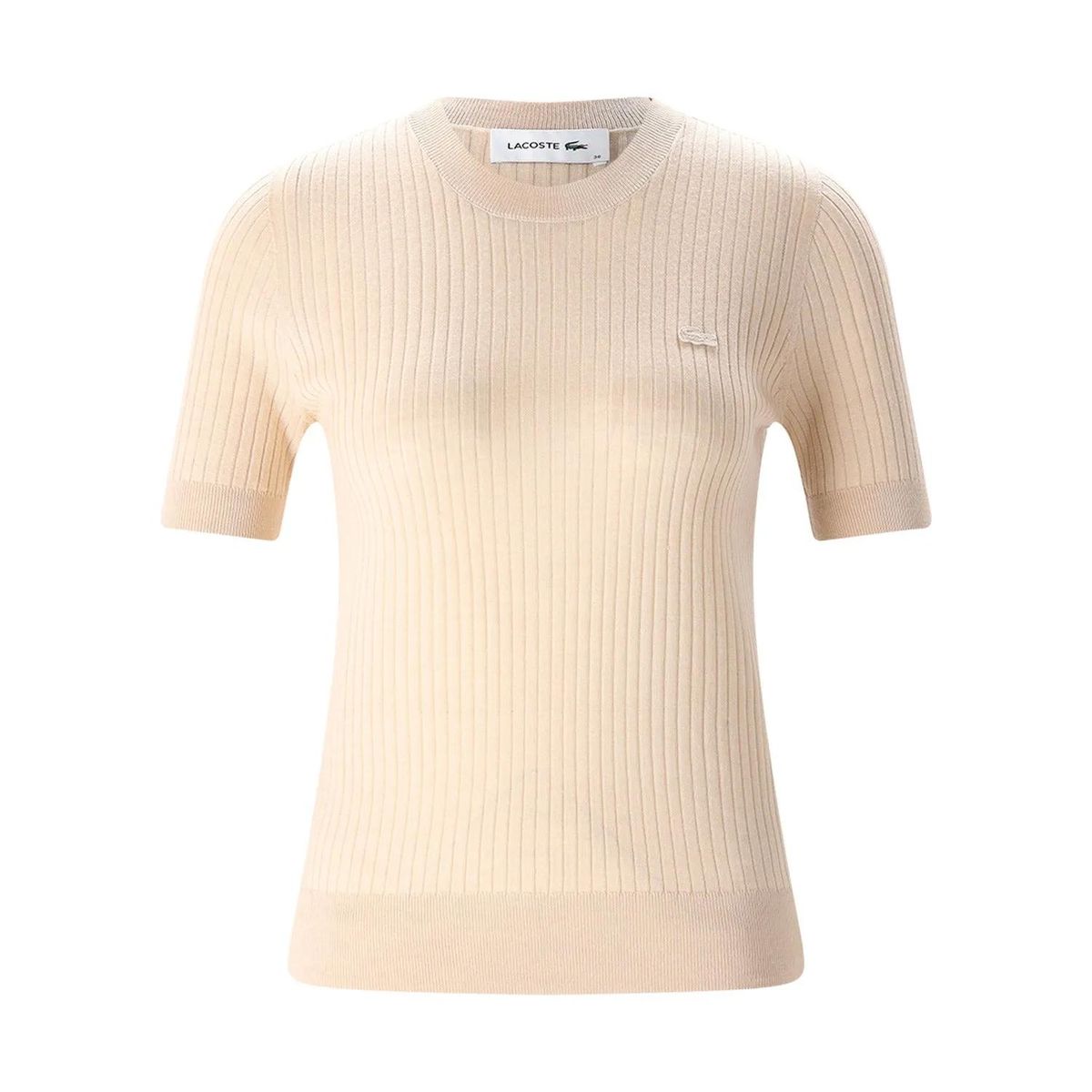 Elegantes geripptes Strickoberteil mit kurzen Ärmeln