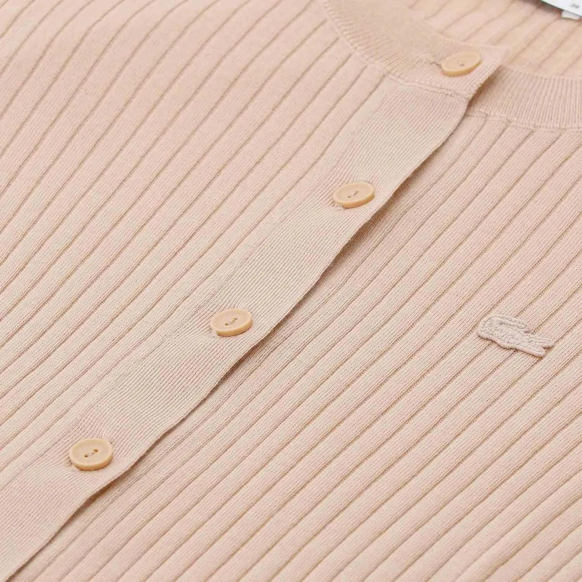 Gerippte Strickjacke mit Logo-Detail