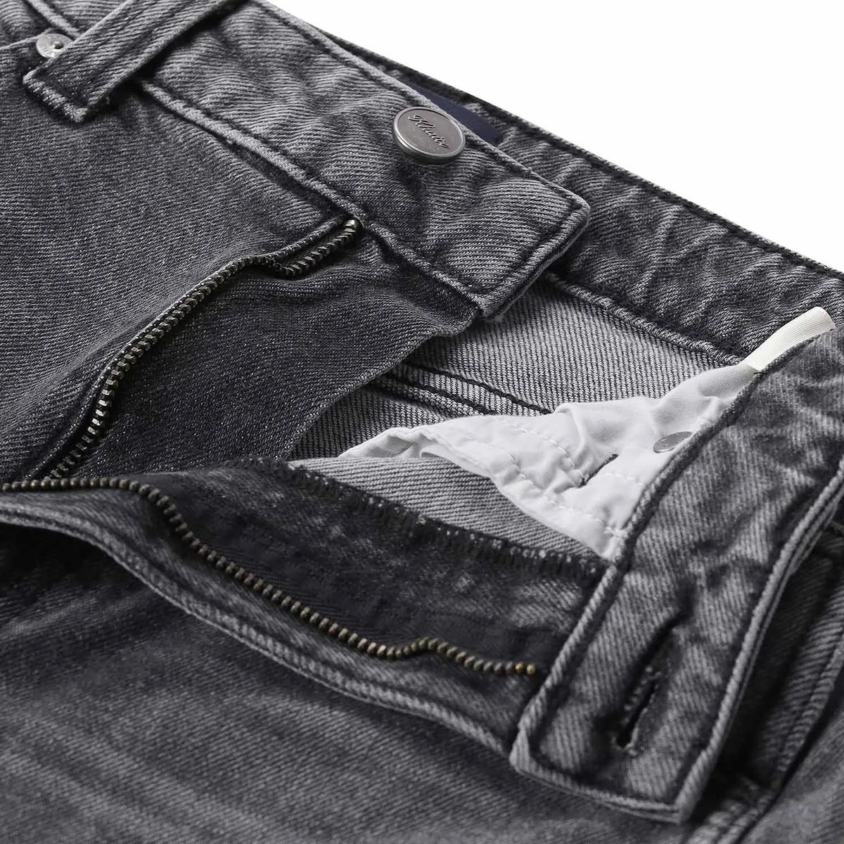 Weite graue Jeanshose aus Denim