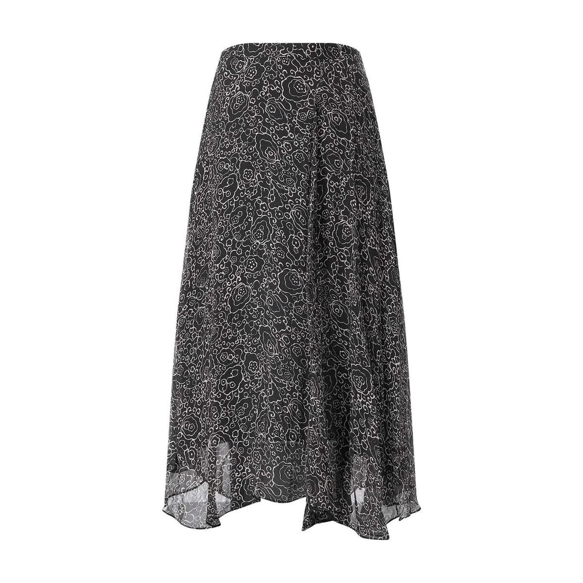 Asymmetrischer Midirock mit Blumendruck