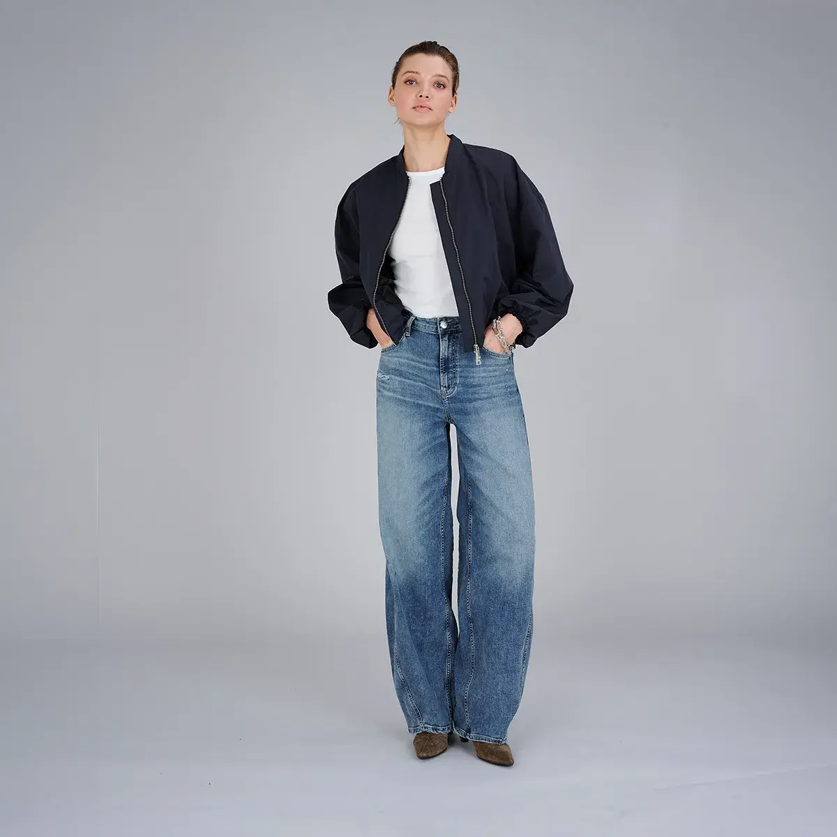 Weit geschnittene High-Rise Jeans