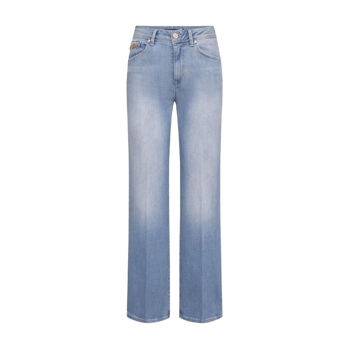 Jeans aus Denim mit weitem Bein, helle Waschung