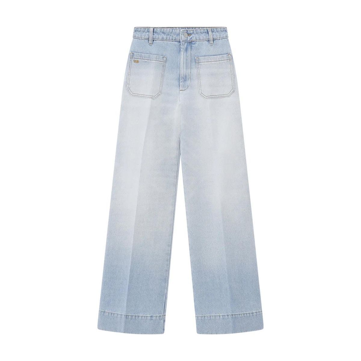 Hoch sitzende Jeans mit weitem Bein
