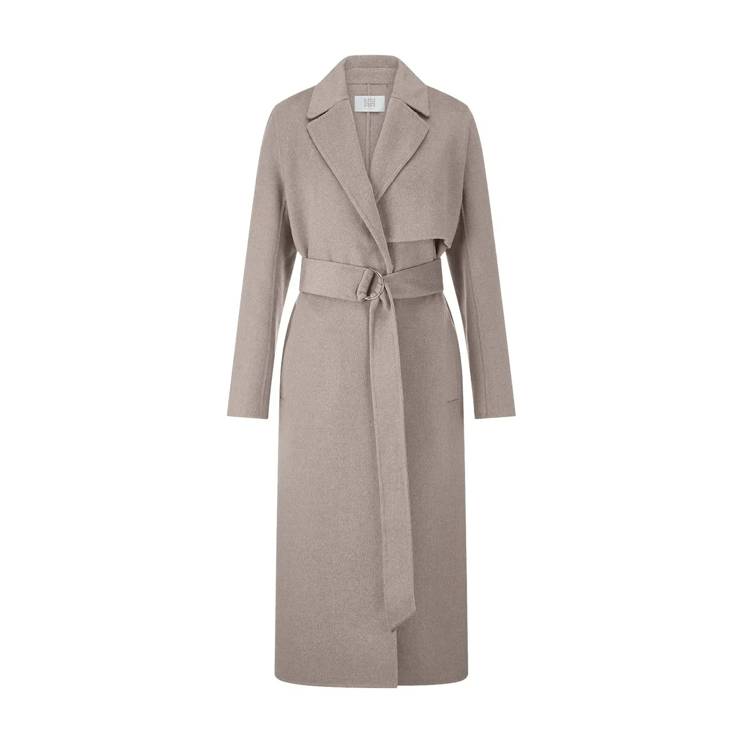 Wollmischung-Maxi-Mantel mit Gürtel