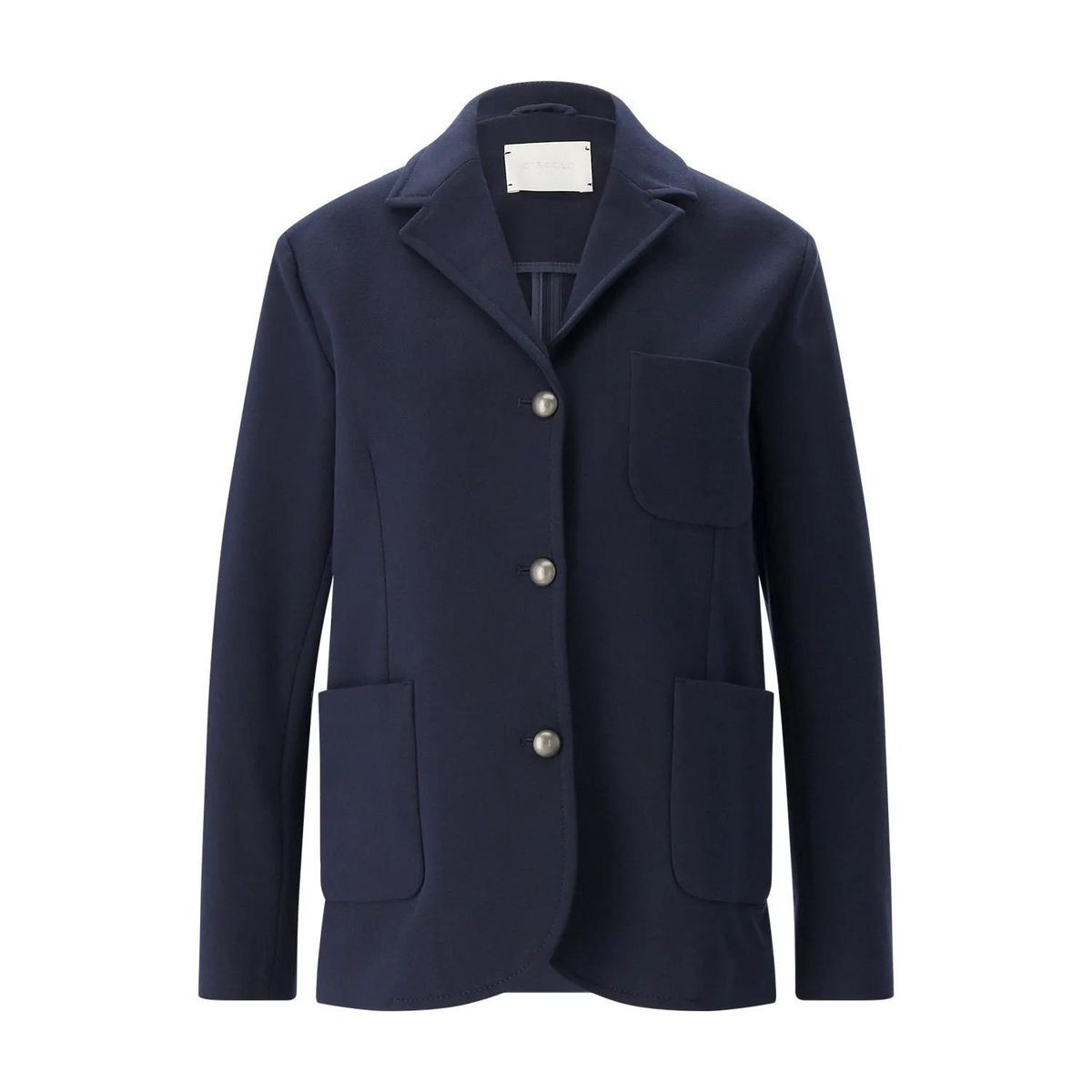 Marineblauer, einreihiger Blazer aus Baumwollmischung